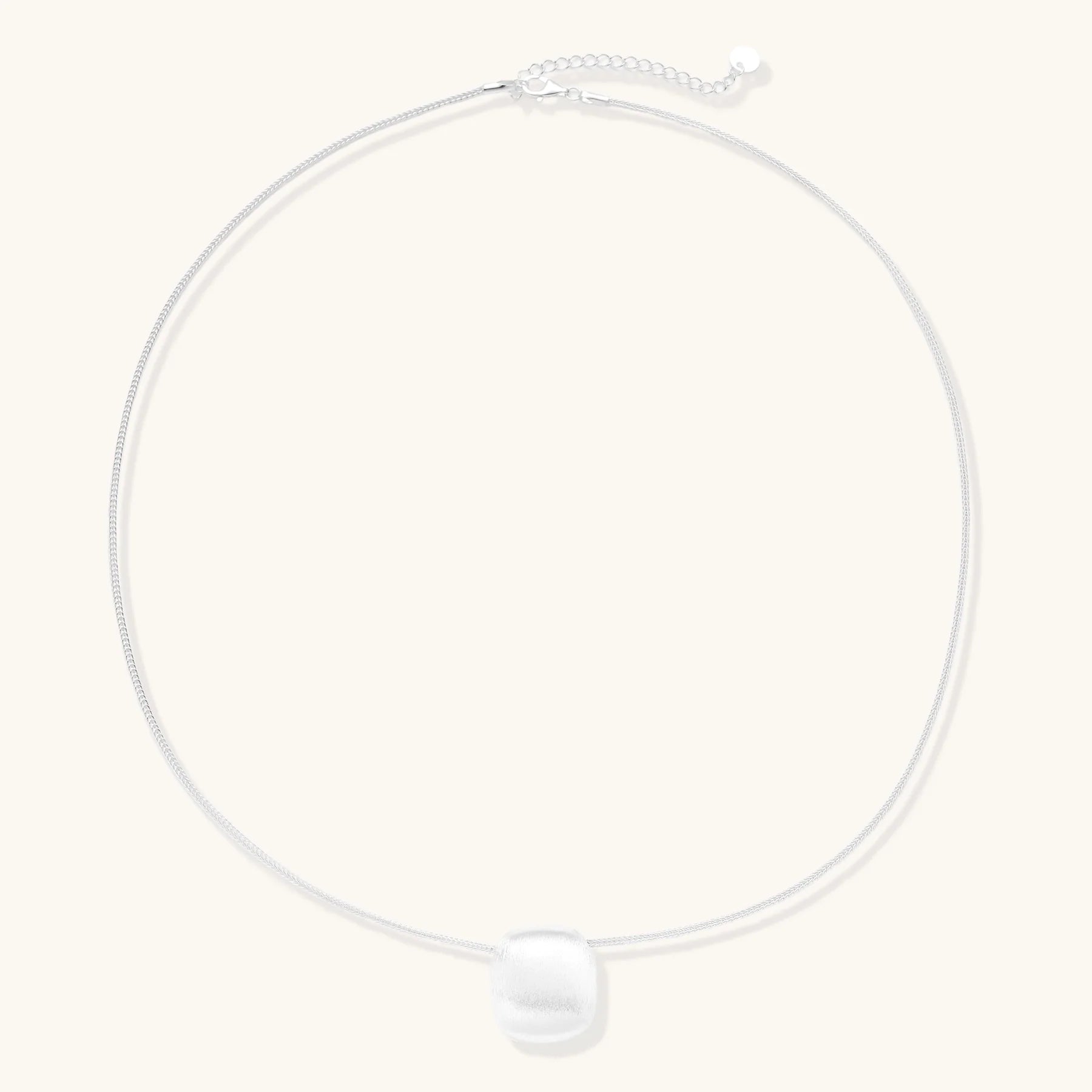 Brushed Silver Disc Necklace