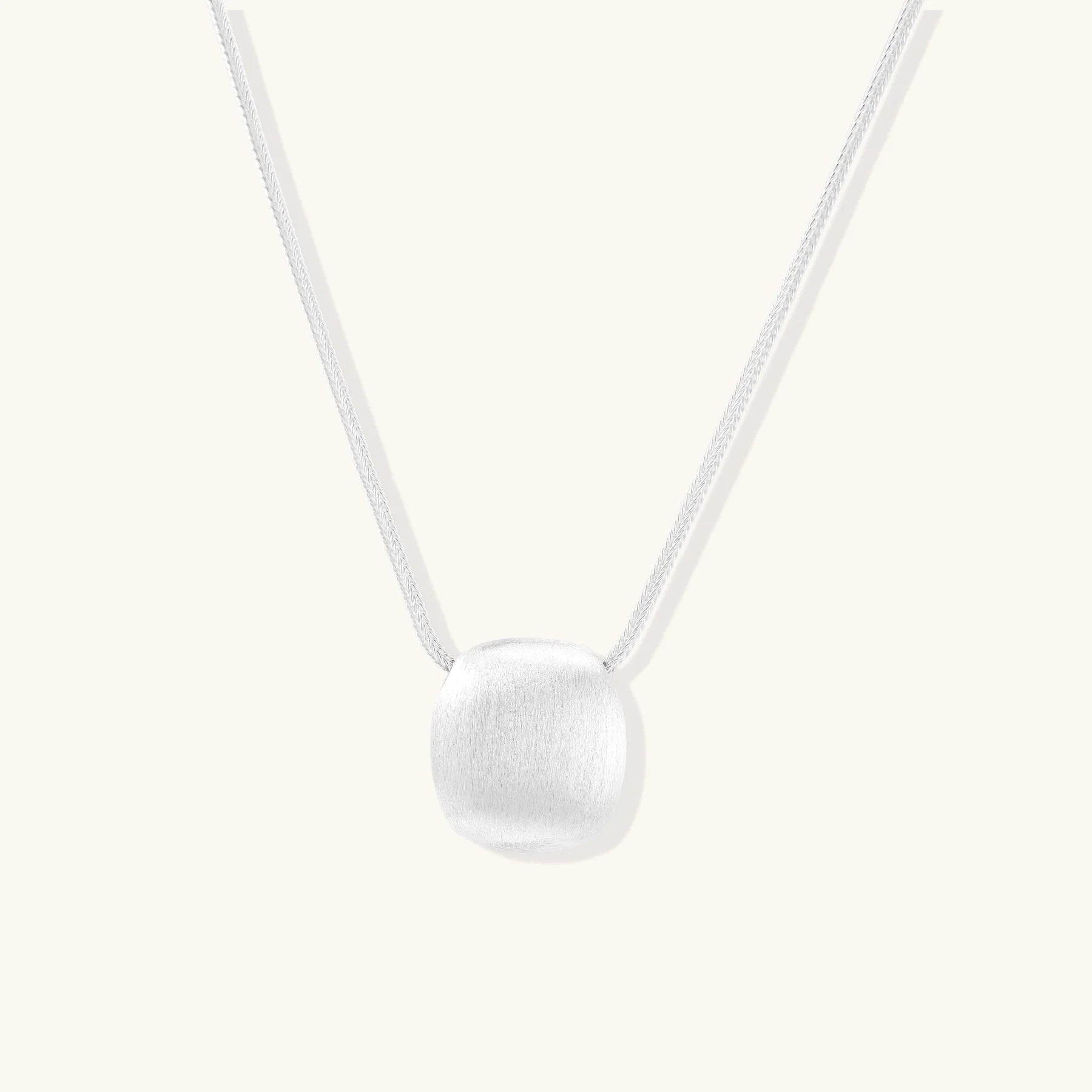 Brushed Silver Disc Necklace