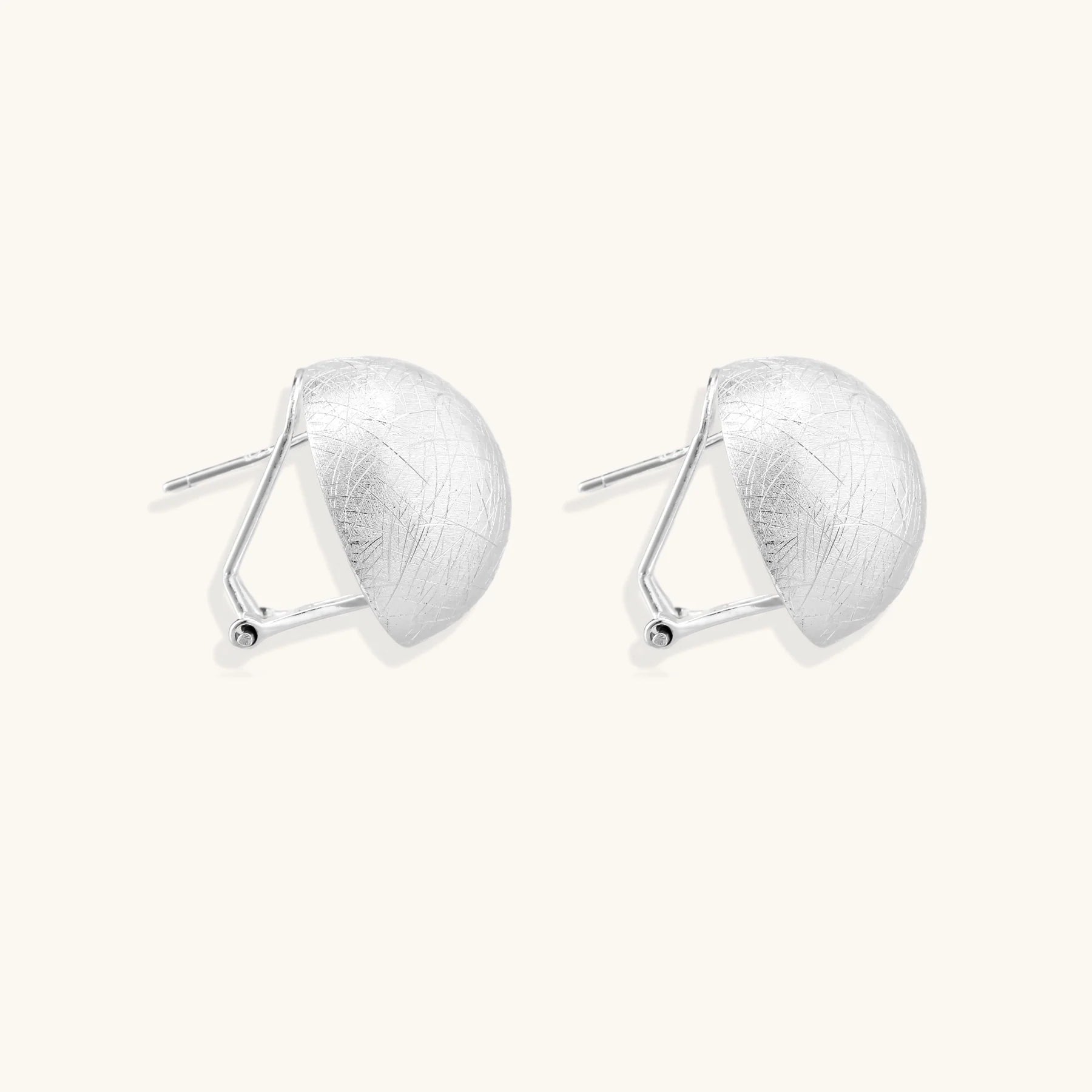 Brushed Silver Dome Earrings
