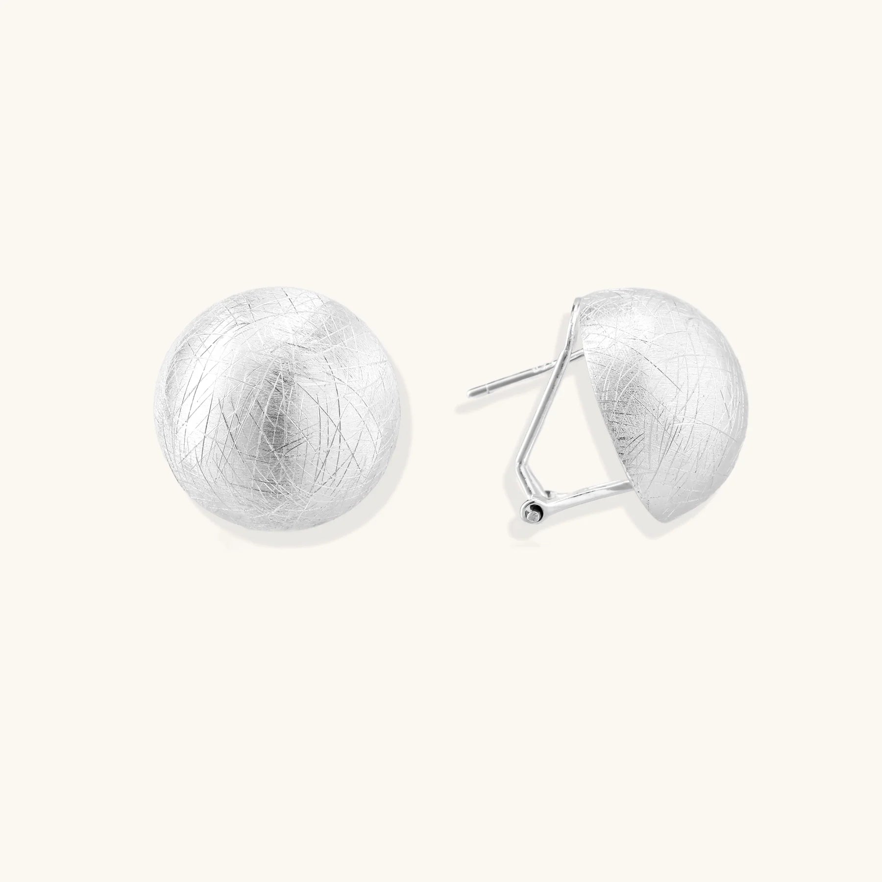 Brushed Silver Dome Earrings